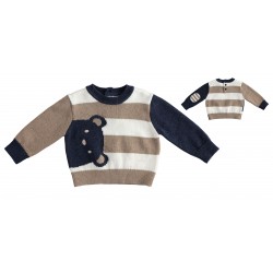 Maglia chiusa blu melange